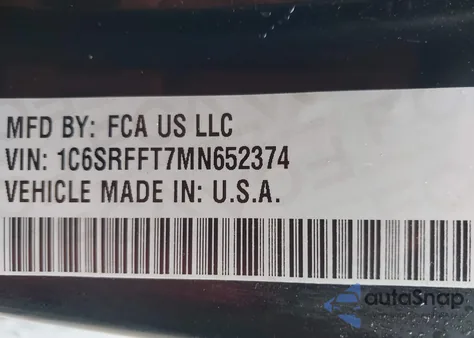 2021 Ram 1500 Big Horn 4X4 5'7 Box из США, поврежденный, VIN 1C6SRFFT7MN652374